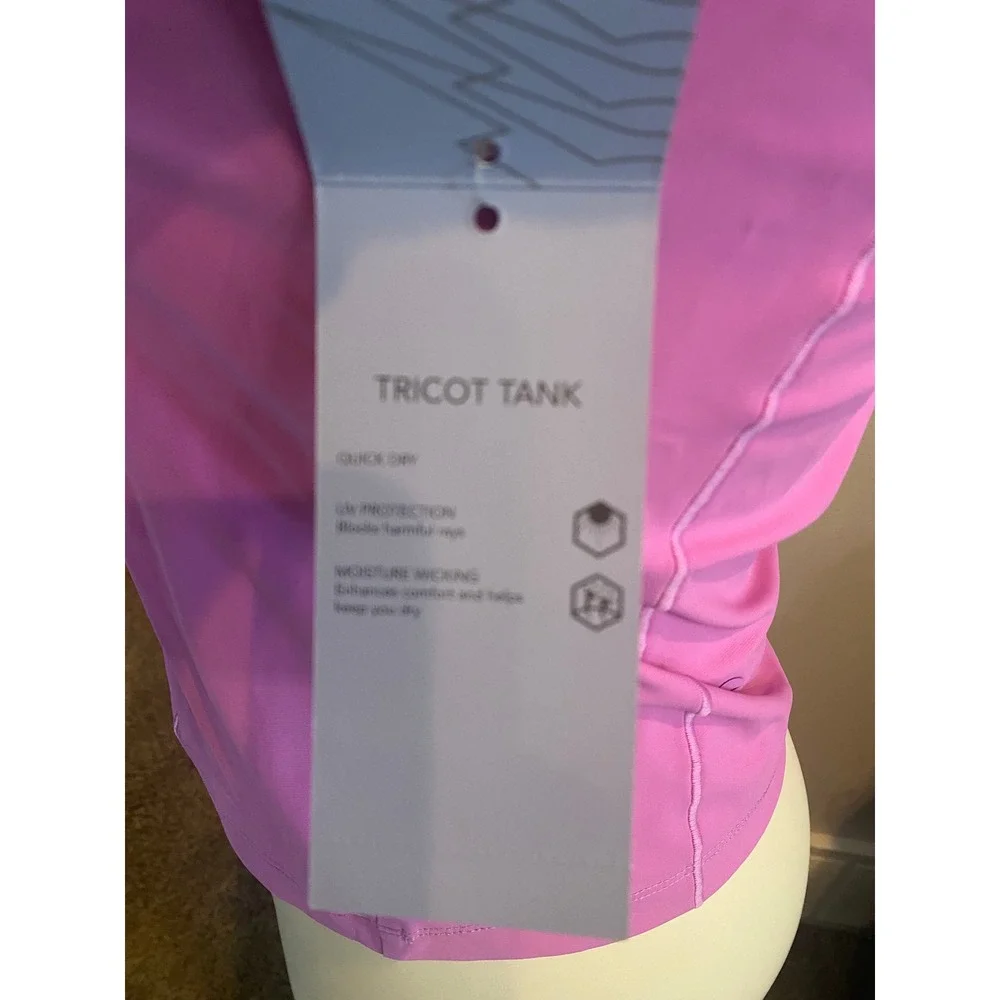 Avia Tricot Tank Fleur Pink Quarter Zip Mock Neck Sleeveless Top Large 12-14 NEW - Picture 6 of 9